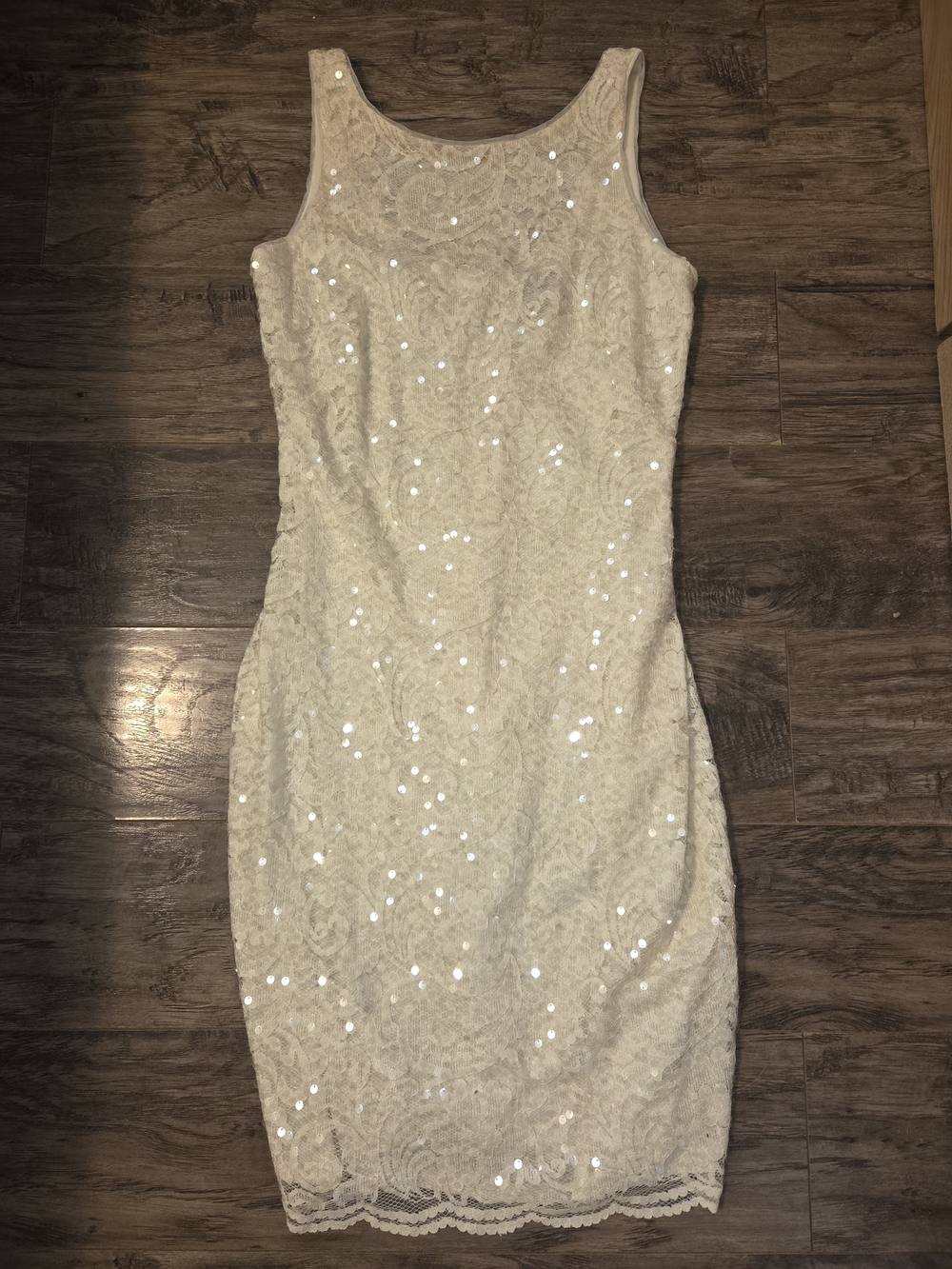 Lauren By Ralph Lauren Women's Cream Lace Sequin Sheath Dress